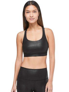 Lululemon Energy Bra Womens 6 Luminosity Foil Print Black LW2BD6 Full Coverage